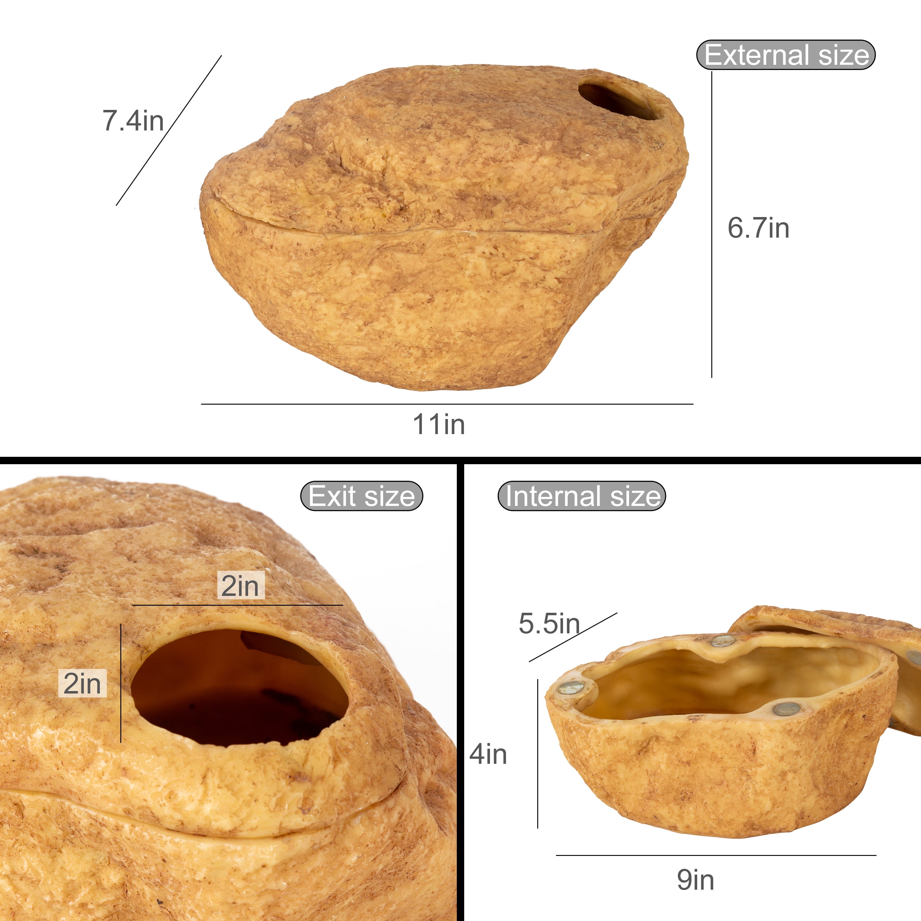 REPTIZOO Reptile 3-in-1 Magnetic Attraction Cave for Snake, Ball Python