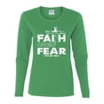 thumbnail image 2 of Wild Bobby, Faith Over Fear Psalm 118:6 White, Inspirational/Christian, Women Graphic Long Sleeve Tee, Kelly, X-Large, 2 of 3