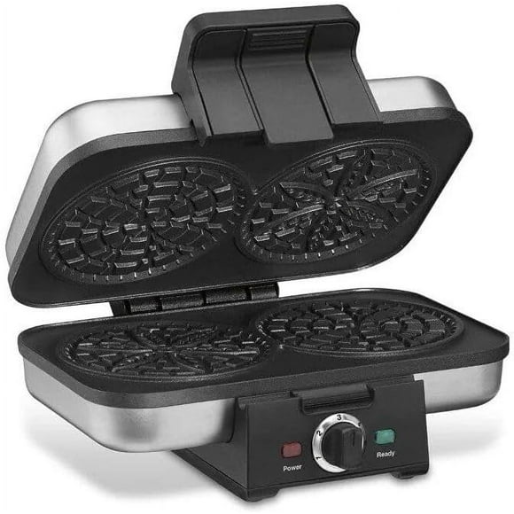 Versatile Waffle and Pizzelle Maker, 8.11 x 4.4 x 8.11 in, Black