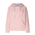thumbnail image 4 of Dasayo Pink Womens Sweatshirts Long Sleeve Waffle Knit Heart Prints Drawstring Pocket Hoodies Shirts for Women Trendy XL, 4 of 4