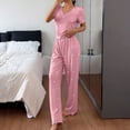 thumbnail image 2 of WRKEKC Modal Pajama Set for Women Breathable Modal Top with High Waist Shorts Summer Set Loungewear Pajamas Sleep Set, 2 of 8