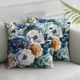 thumbnail image 3 of nygtbtfer Throw Pillow Covers Farmhouse Decorative Pillow Covers Navy Watercolor Flowers Pillowcase Roses Blue White Square Cushion Covers Sofa Bed Décor Set of 2 White, 3 of 7