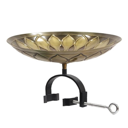 Achla BB-09-OR2 African Daisy Birdbath - Over Rail Bracket, Brass - Antique & Patina Finish