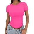 thumbnail image 2 of Womens Short Sleeve Tops Women's Crop T Shirt Girls Summer Pullover Top Women's Thin Round Neck Fashion Short Sleeves Tops for Women, 2 of 6
