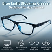 BLUE CUT Blue Light Glasses for Screen Time Blue Light Blocking Computer Glasses Adult Black Blue