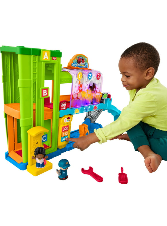 Fisher-Price Little People Toddler Playset with Figures & Toy Car, Light-up Learning Garage