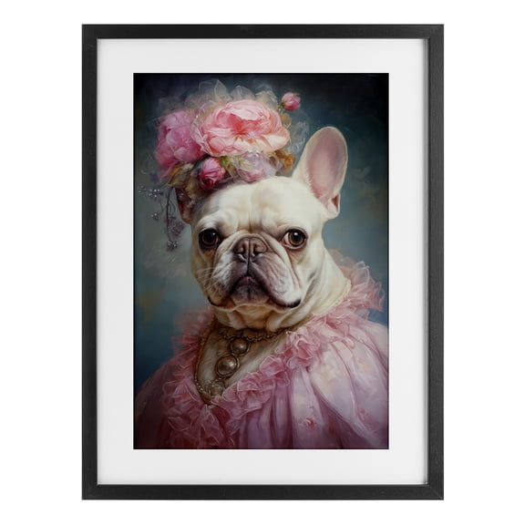Stupell Industries Eclectic Victorian Era French Bulldog Black Framed Print Under Glass, 14 x 20, by Wumples