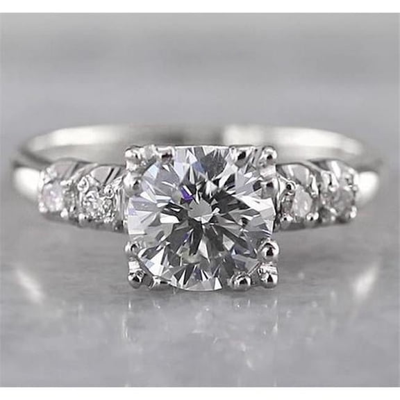 Harry Chad Enterprises 58631 2 CT Round Diamond Engagement Ring, 14K White Gold - Size 6.5