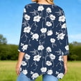 thumbnail image 6 of Fesfesfes Women's Plus Size Tops Trendy Color Blocked Three-Quarter Sleeves Classic Round Neck T-shirt Loose Comfy Easy Pairing with Jeans, 6 of 8