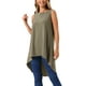 thumbnail image 4 of INSPIRAR CHIC Top sin mangas para mujer, cuello redondo, dobladillo asimétrico, ajuste holgado, blusa tunic alta y baja, verde oliva oscuro S, 4 of 5