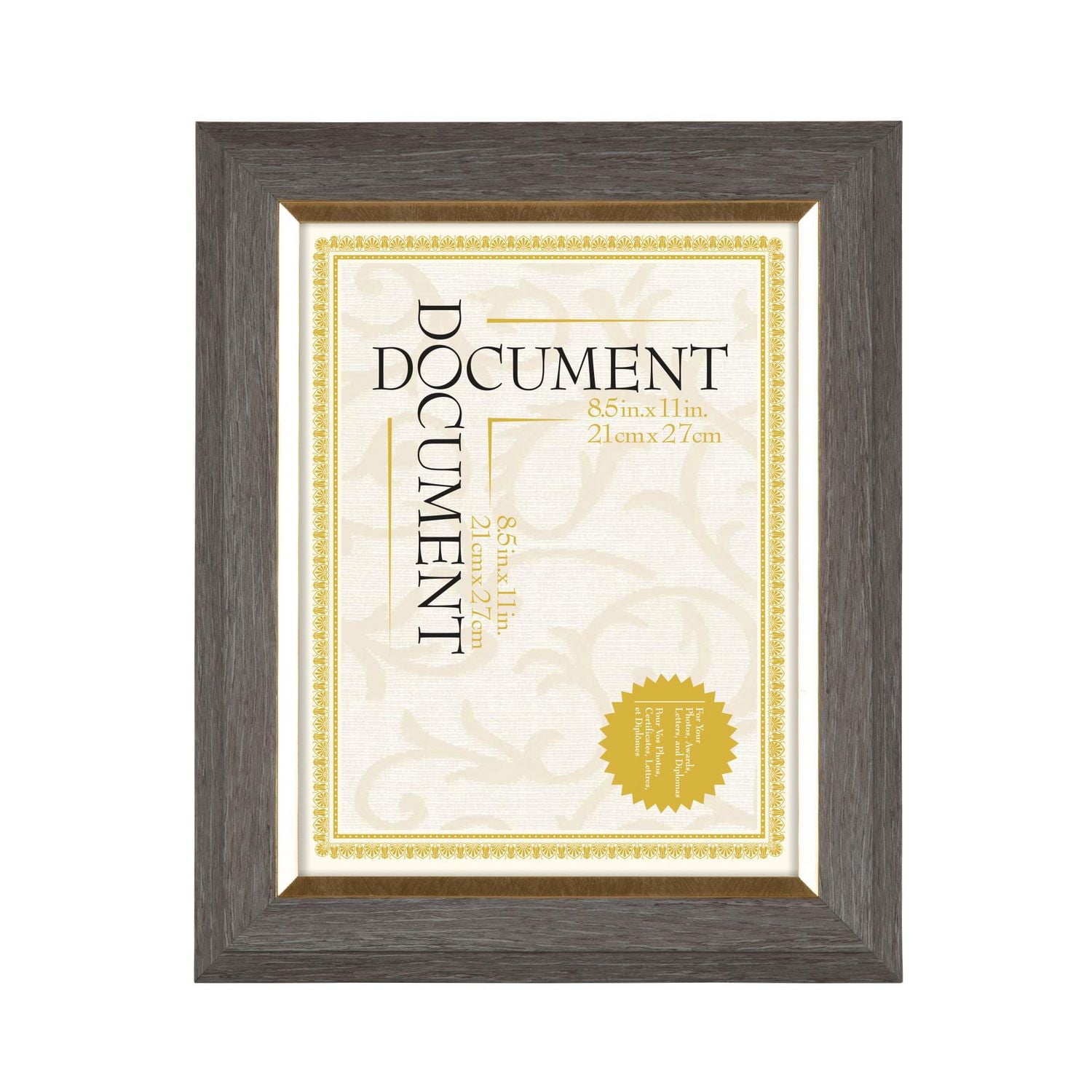 hometrends Duchesne Grey Document Frame, 8.5" x 11"