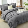 thumbnail image 6 of 7 Pieces Queen Comforter Set, Soft Bed in a Bag Queen Size, All Season Bedding Set with Comforter, Flat Sheet, Fitted Sheet, Pillowcases & Shams, Dark Grey, 6 of 13