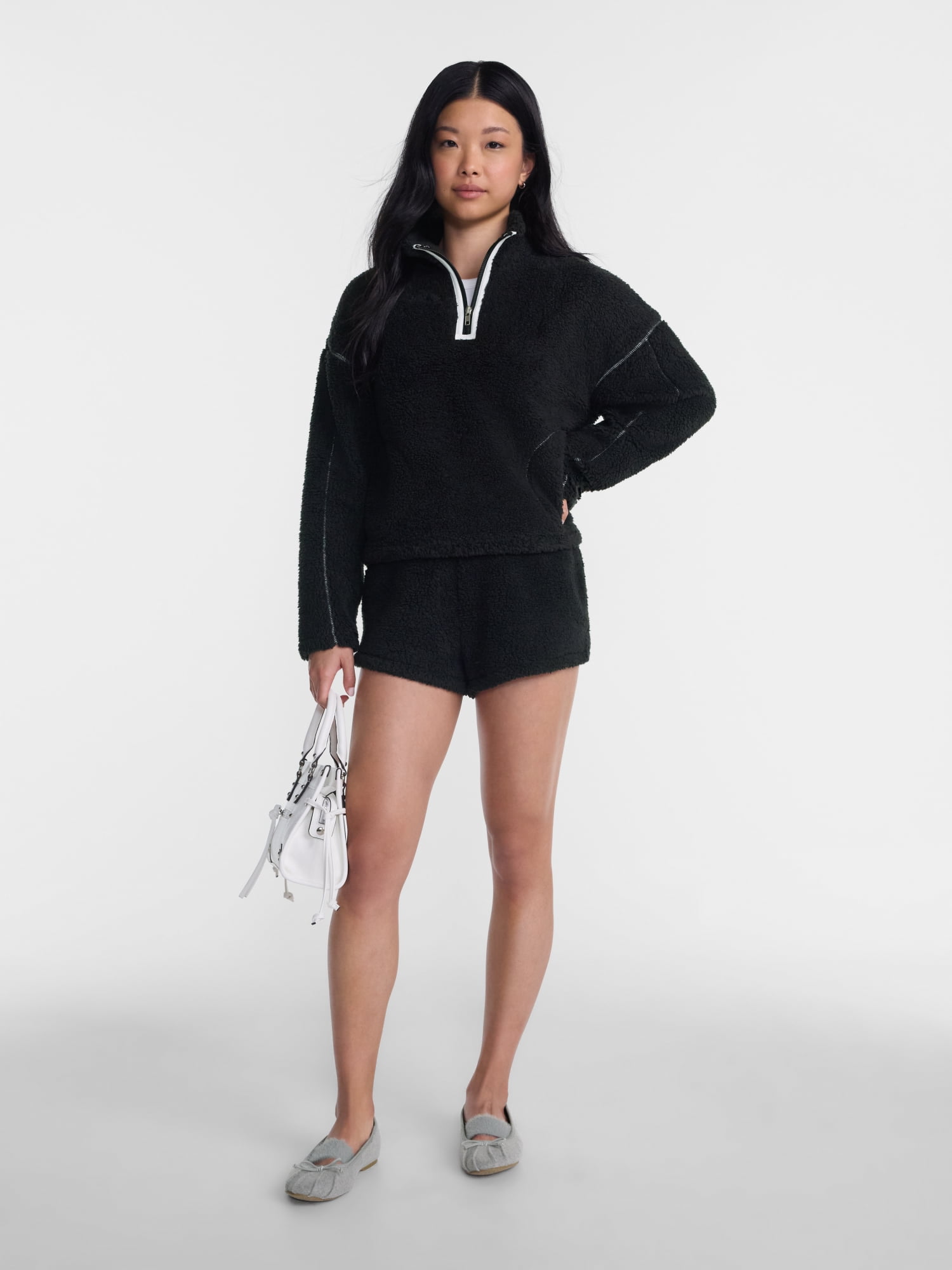 No Boundaries Faux Shearling Plush Shorts, 2.5'' Inseam, Women's XXS-XXL