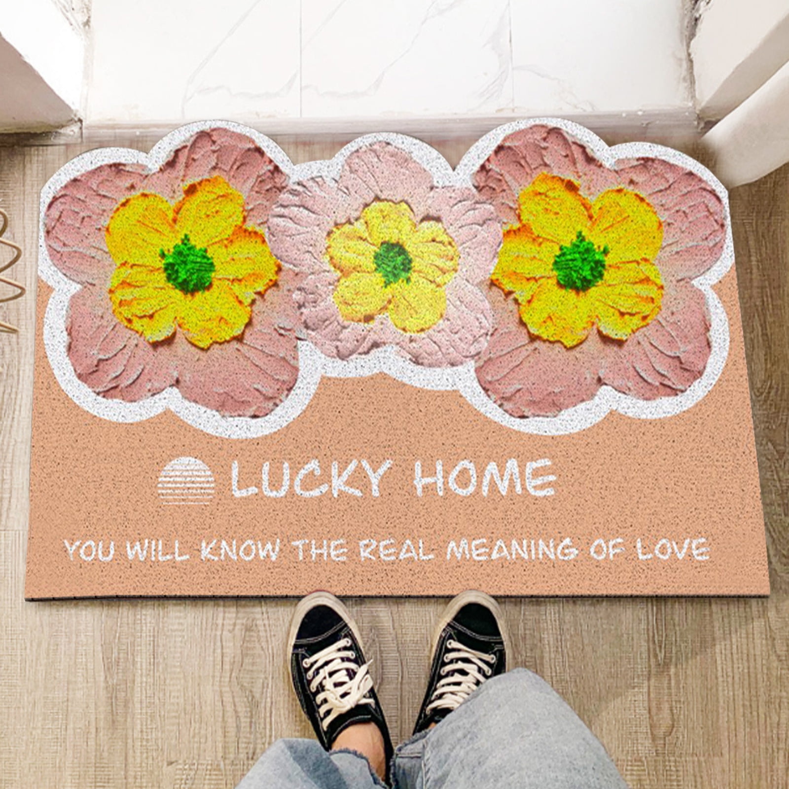 SDJMa Summer Door Mat,Flower Colorful Floral Indoor Outdoor NonSlip