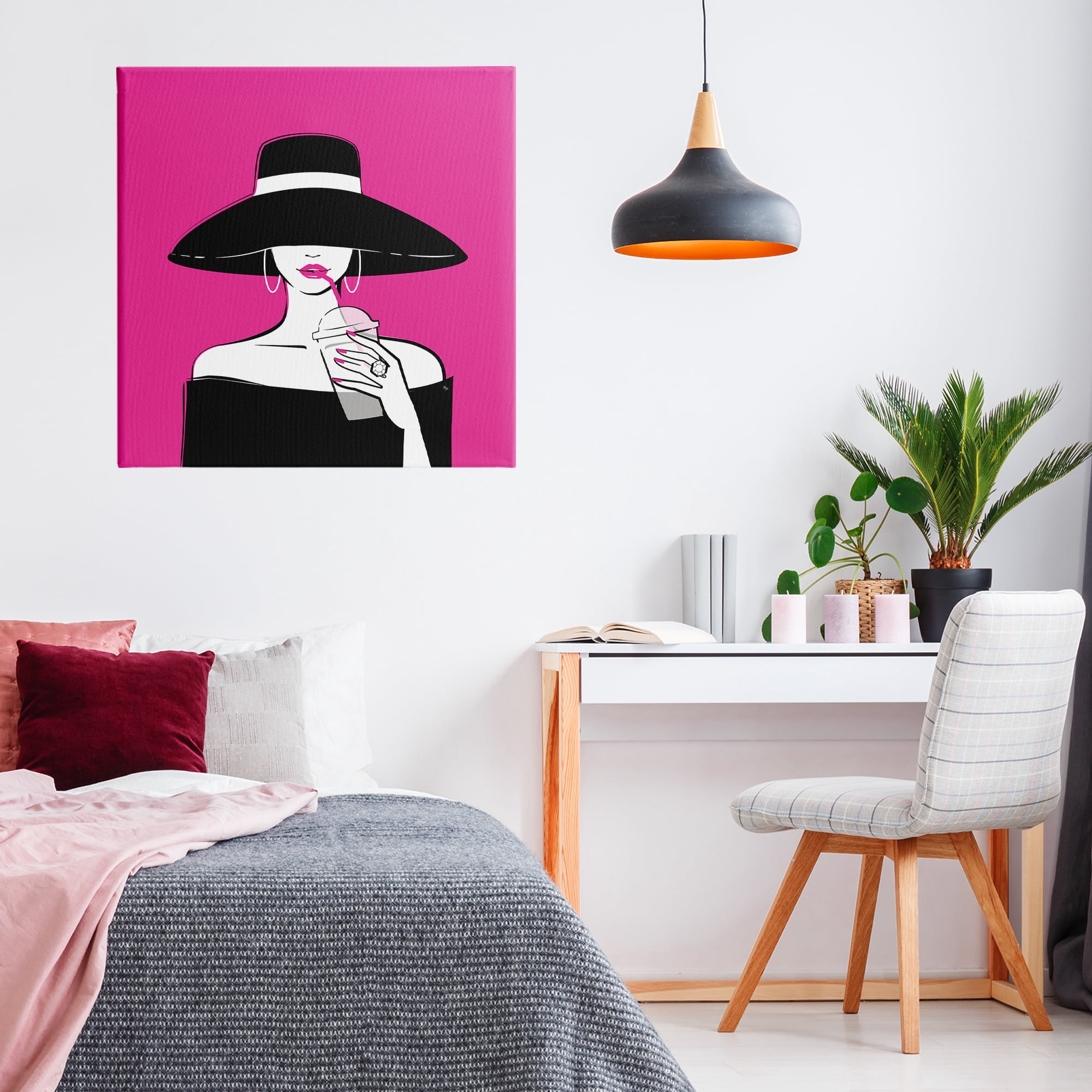 Stupell Industries Black Hat Glamourous Woman Canvas Wall Art, design by Martina Pavlova