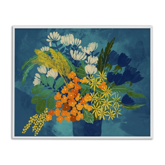 Stupell Industries Mid-Century Mixed Vase Florals White Framed Giclee Art, 30 x 24, by Pragya Kothari