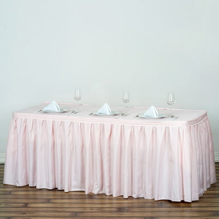 

Efavormart 17ft Blush/Rose Gold Pleated Polyester Table Skirt Banquet Folding Table Skirt