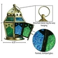thumbnail image 4 of In the Breeze 9209 — Blue & Green Hex Tealight Lantern — Moroccan-Style Boho Chic Tealight Glass and Metal Tabletop Lantern, 4 of 6