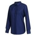 thumbnail image 6 of qolati Womens Button Down Shirts Classic Fit Striped Long Sleeve Collared Tops Dressy Casual Office Work Tunic Blouses, 6 of 7