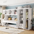 thumbnail image 4 of Harper & Bright Designs Twin Size Murphy Bed with Wardrobe and Cabinet, Wooden Twin Cabinet Bed Wall Bed with Desk, Folding Wall Chest Bed for Guest Room Office, White, 4 of 18