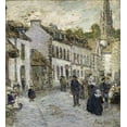 thumbnail image 2 of Hassam, Childe 15x16 Black Ornate Wood Framed with Double Matting Museum Art Print Titled - Street In Pont Aven In Evening, 2 of 4
