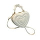 thumbnail image 3 of Bolso bandolera en forma de corazón con cierre de cremallera, color liso, de poliuretano. Precioso bolso tipo cartera para mujer. Blanco, 3 of 9