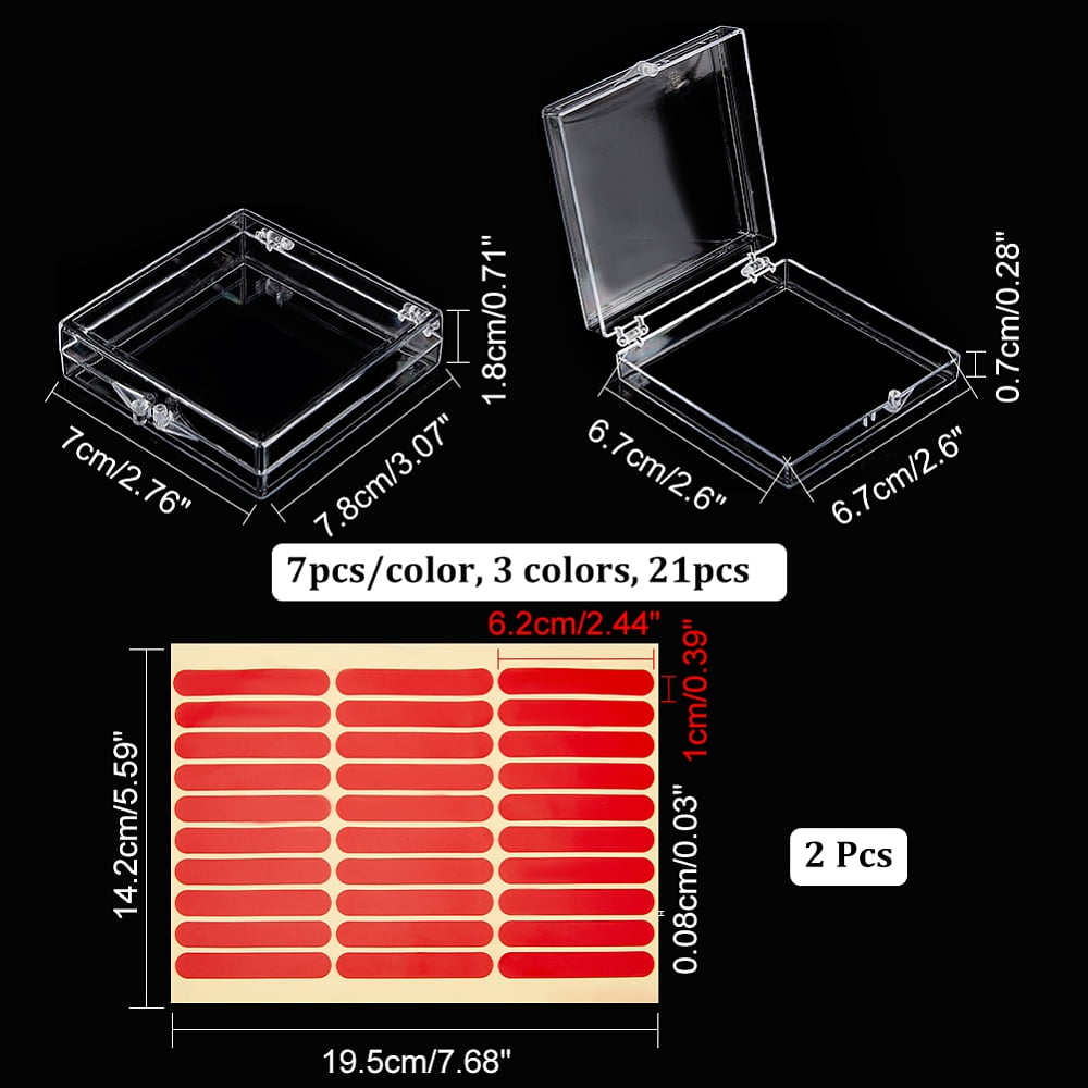 21pcs Transparent Plastics Hand-wearing Armor Storage Case with 2 sheets Seamless Clear Double Side Adhesive Glue Sticky Tape Mixed Color DIY