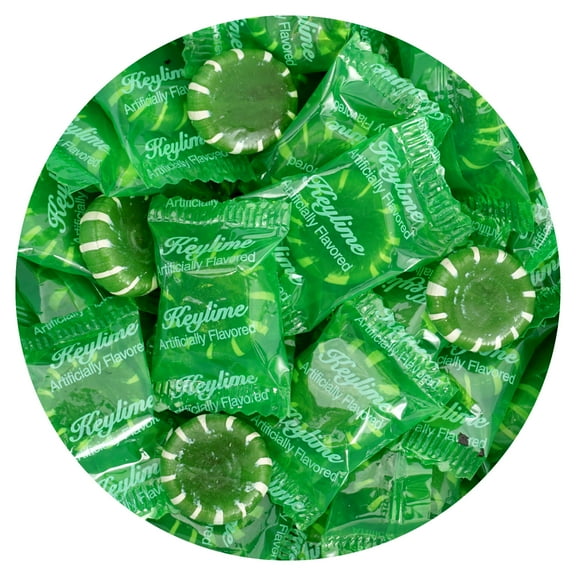 Key Lime Discs Hard Candy, 3 Pound Bulk Candy (Approx. 225 pcs.), Individually Wrapped Keylime Candy, The Hampton Popcorn & Candy Company