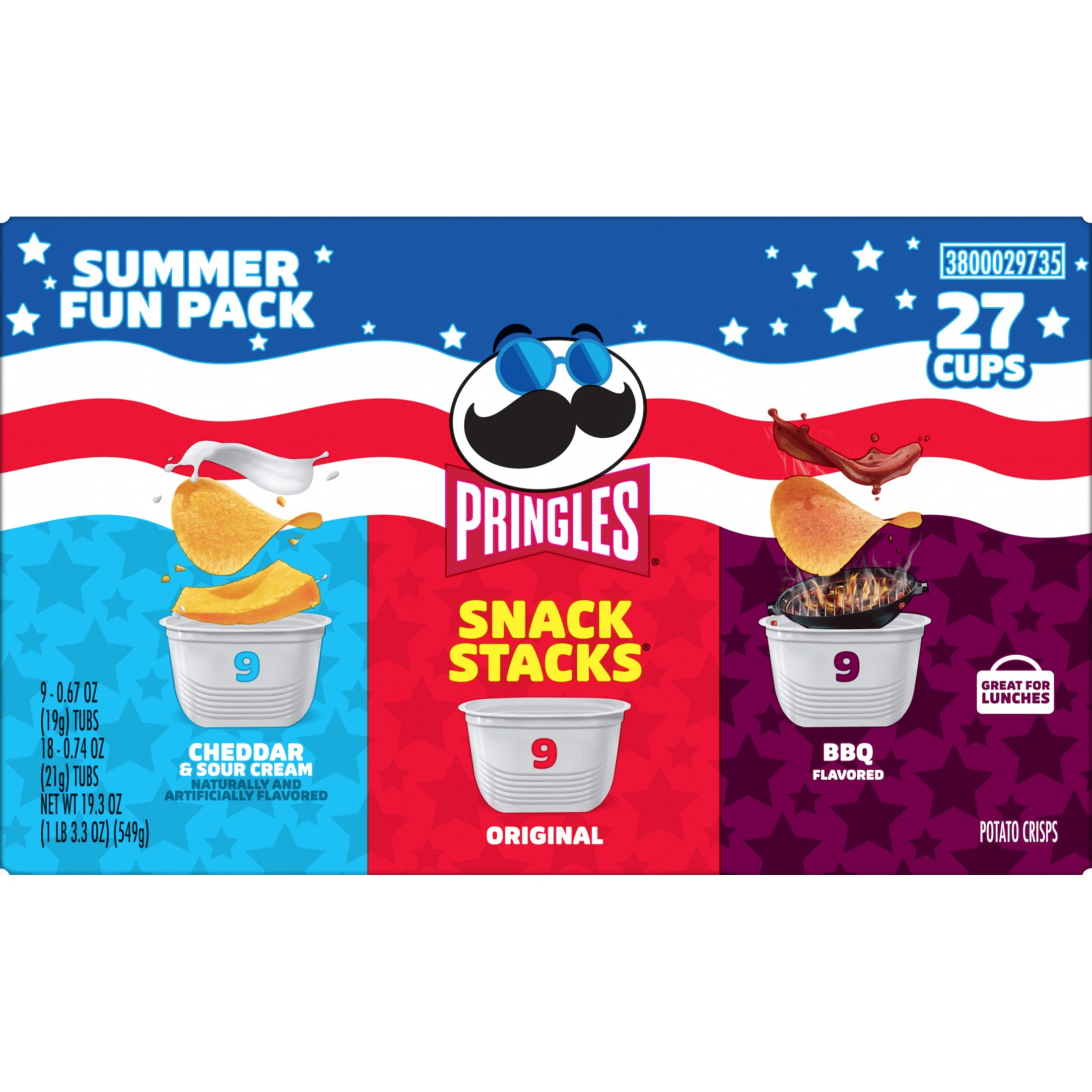 Pringles Variety Pack Potato Crisps Chips, Lunch Snacks, 27 Count