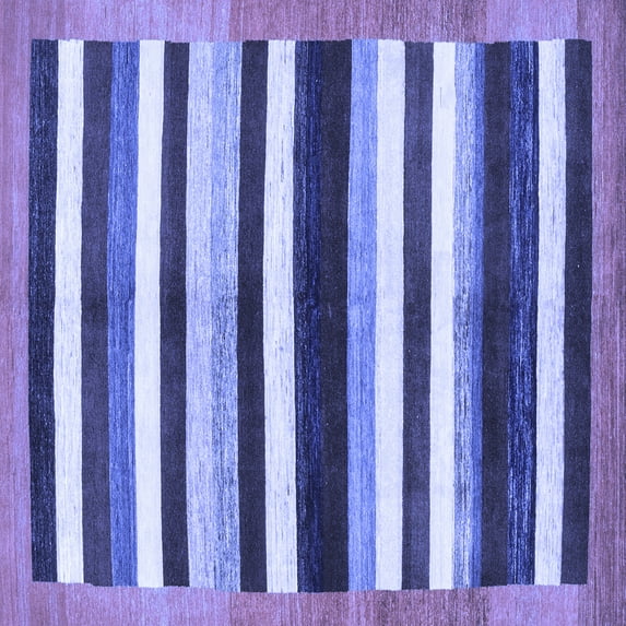 Ahgly Company Machine Washable Indoor Square Abstract Blue Modern Area Rugs, 4' Square