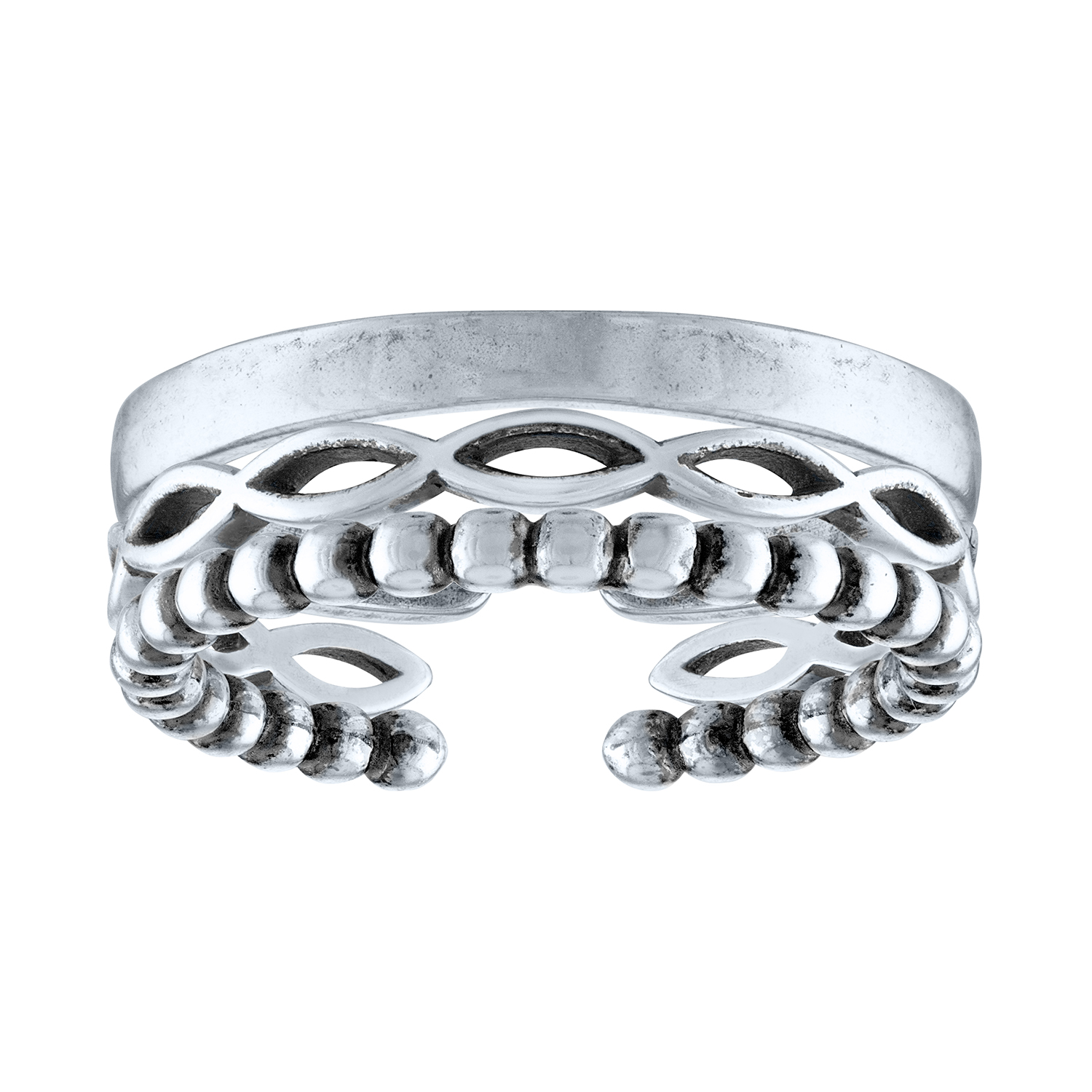 Ladies Brilliance Fine Jewelry Sterling Silver Stack Ring Set