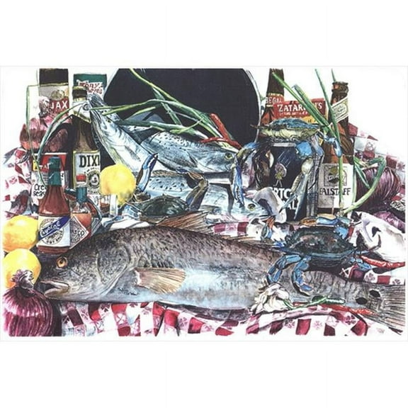 9.25 x 7.75 in. Fish and Beers from New Orleans Mouse Pad, Hot Pad Or Trivet