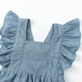 thumbnail image 6 of Odeerbi 2025 Toddler Baby Girls Cotton Linen Romper Ruffles Sleeve Backless Jumpsuit Cute Solid Color Romper, 6 of 9