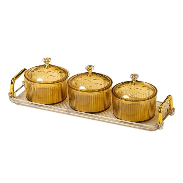 GROWTH TANK Plateau de Service Nordique avec Couvercle Assiette à Collation pour Fête à la Maison 3 3 Compartiments