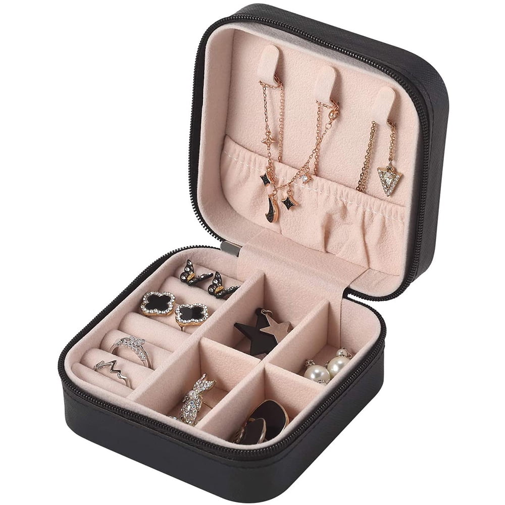 Dosaele 1 pcs Small Faux Leather Travel Jewelry Box for Rings Earrings