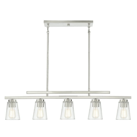Satin Nickel Five Light Linear Chandelier from the Calhoun Collection