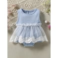 thumbnail image 2 of Chollius Newborn Baby Girl Dress Casual Solid Color Sleeveless Love Heart Bowknot Lace Tulle Triangle Jumpsuit, 2 of 9