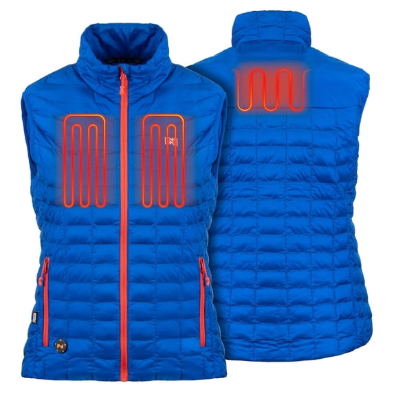 Mobile Warming Backcountry Heated Vest for Women, PrimaLoft, 3 Heat Zones, 7.4V Battery Included, Buffalo Blue, Large