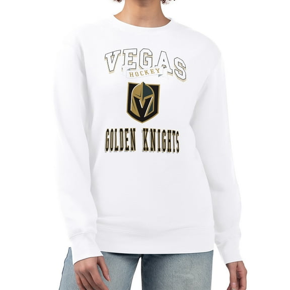 Women's G-III 4Her by Carl Banks White Vegas Golden Knights Team Logo Tri-Blend Fleece Pullover Sweatshirt