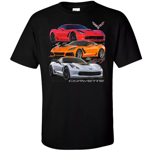 Chevrolet Chevy Corvette C7 Graphic Cotton T-Shirt Black Official Licensed M