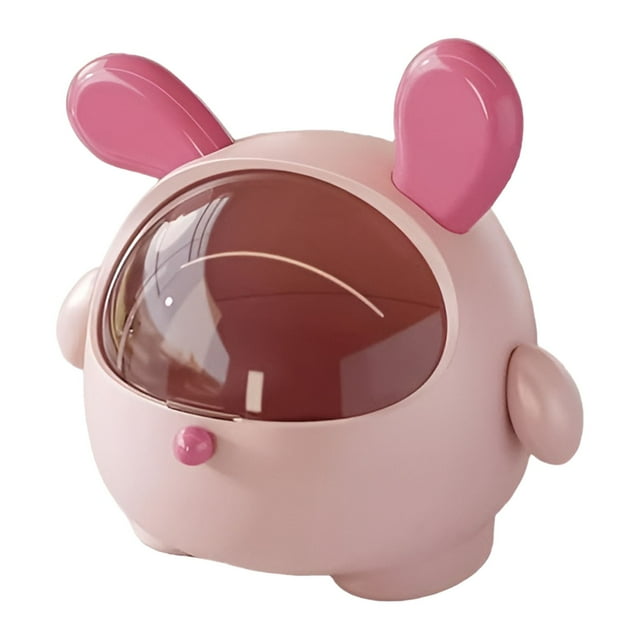 Piwvid Cute Animal-Design Desktop Trash Can with Lid | Mini Plastic Tabletop Dustbin for Home, Office, Dorm | Portable Waste Bin for Snacks, Cosmetics & Small Trash