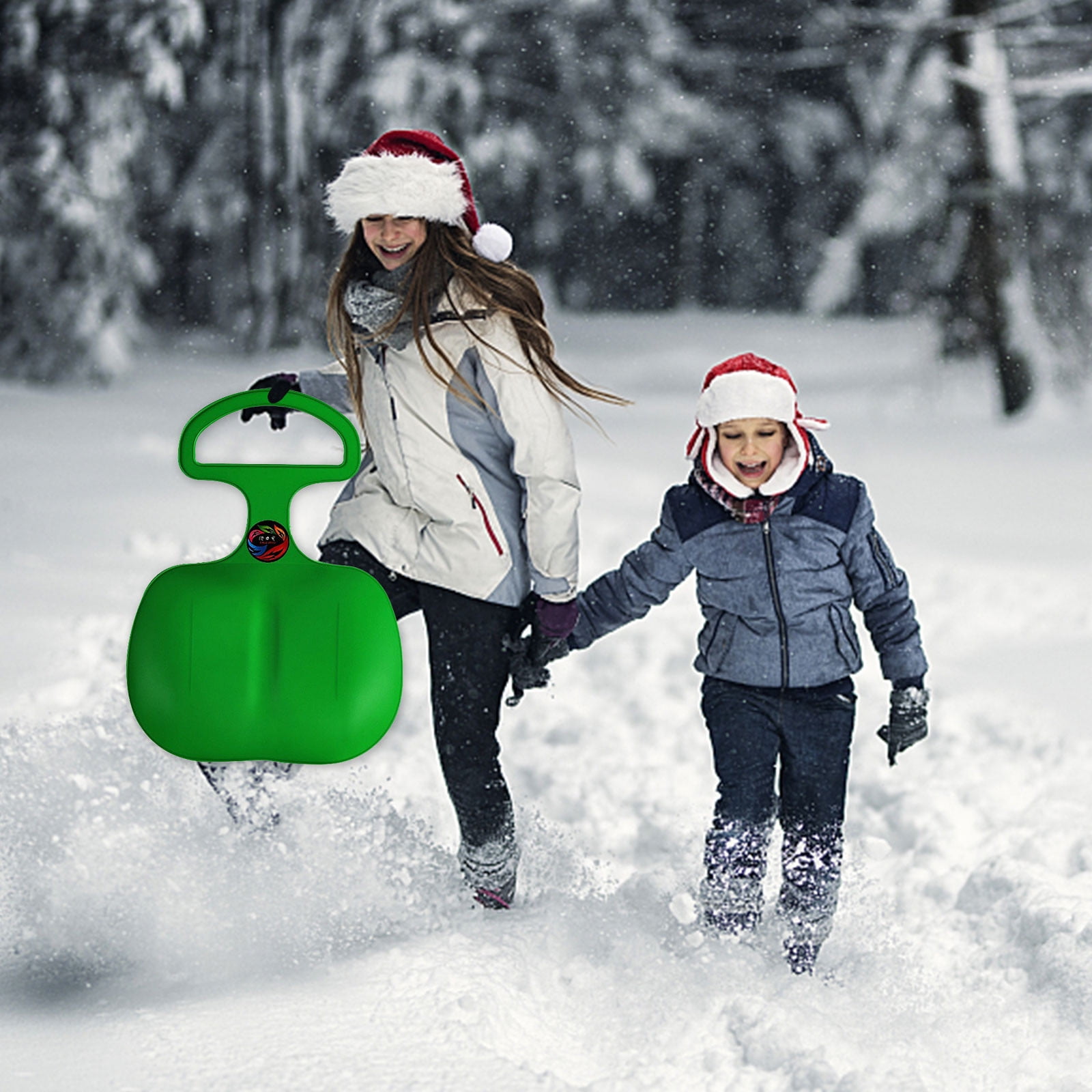 Snow Sled Board for Kids Outdoor Portable Winter Plastic Skiing Boards with Handle Downhill Sleds Snowboard Sleigh for Kids Snow Grass and Sand Boarding 9.29×14.57×1.38Inch