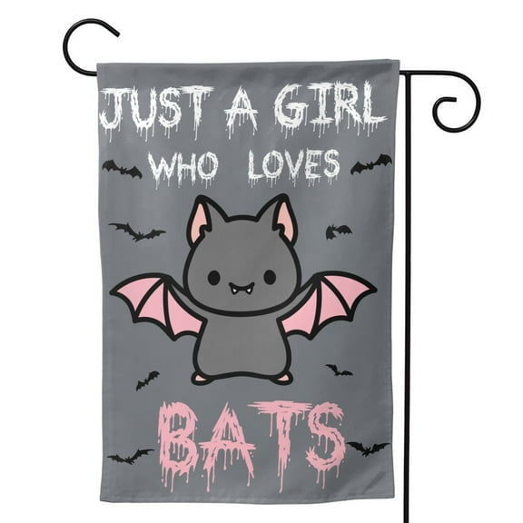 Just A Girl Who Loves Bat Garden Flag 12.5"X18" Outdoor Indoor Garden Decor Porch Banner Sign With Grommets Uv Fade Resistant