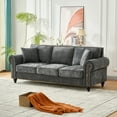 thumbnail image 2 of Newest 86" Modern 3-Seater Sofa with Rolled Arms,Chenille Upholstered Couch with Wood Legs , Nailhead Trim for Living Room, Apartment, 2 of 9