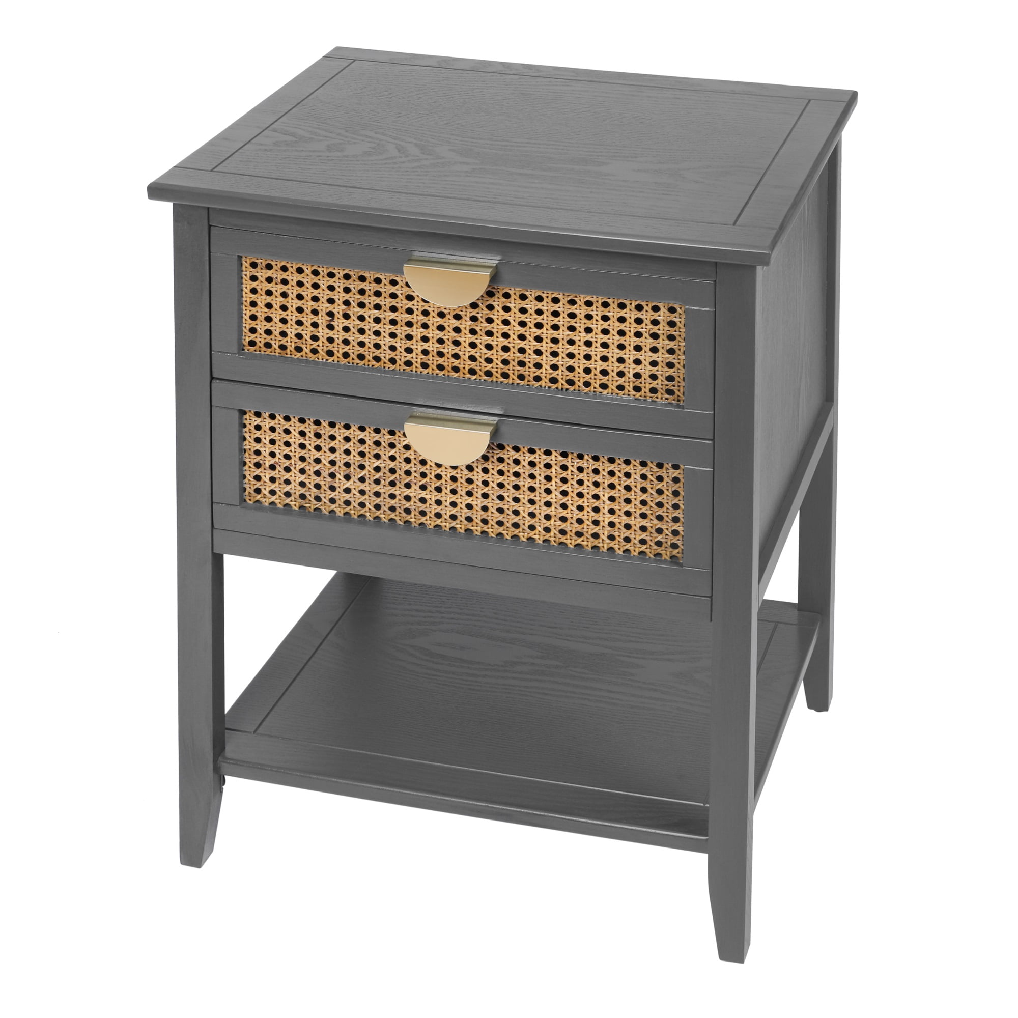 Resenkos Naturel Rattan Nightstand with Open Storage and Drawer for Bedroom Living Room, Rustic Bedside End Table in Gray Resenkos Naturel Rattan Nightstand with Open Storage and Drawer for Bedroom Living Room, Rustic Bedside End Table in Gray