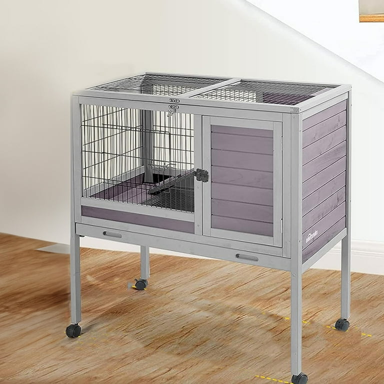 Pet Cage Large Multi Level Bunny Cage with 2 Story Hutch and Mulitple Access Pig House with Wire Floor Wheels and 4 Casters Walmart