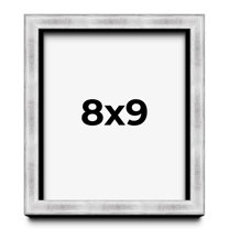 8x9 Frame Brushed Silver Solid Wood Picture Frame | 0.75 Inch Moulding Width | Rabbet Depth 0.75