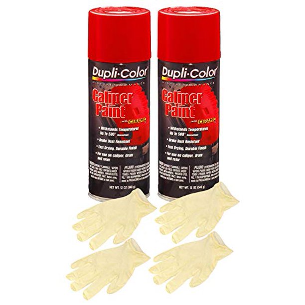 SherwinWilliams Company DupliColor Red Caliper Paint (12 oz.) Bundled with 2 Pairs of Latex