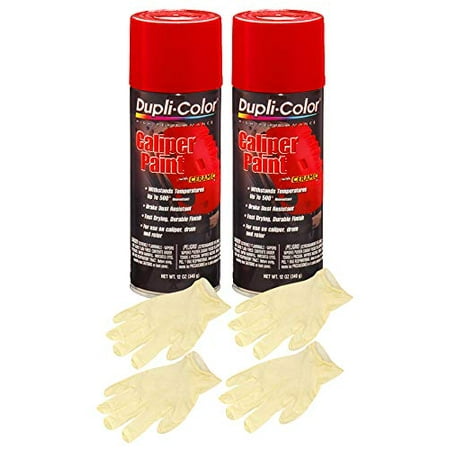 Sherwin-Williams Company Dupli-Color Red Caliper Paint (12 oz.) Bundled with 2 Pairs of Latex Gloves (4