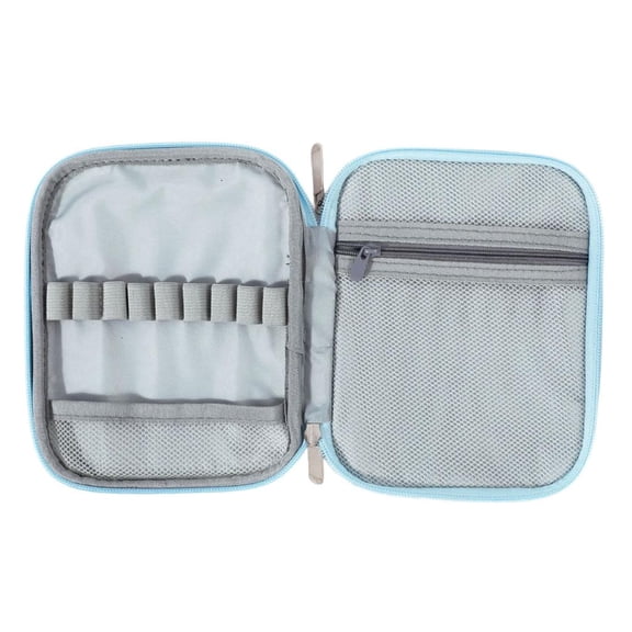 YongCo Multipurpose Fabric Crochet Hook Organiser with Zippered Pocket and Elastic Slots Portable Knitting Needle Storage Case